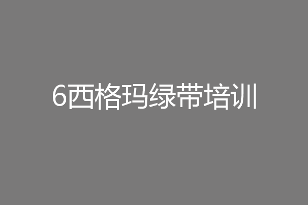 6西格玛绿带培训