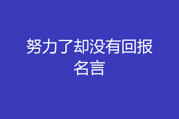 努力了却没有回报名言