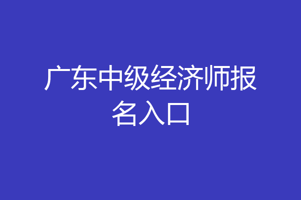 广东中级经济师报名入口