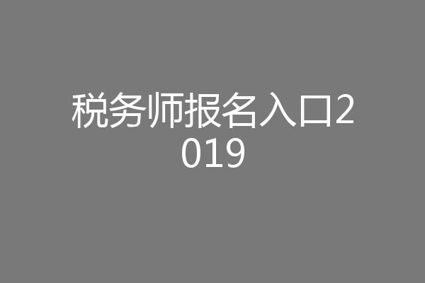 税务师报名入口2019