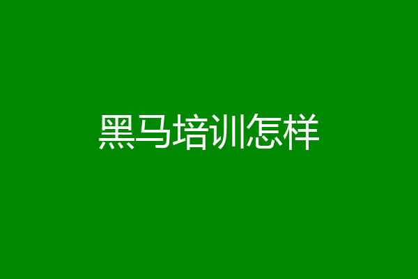 黑马培训怎样