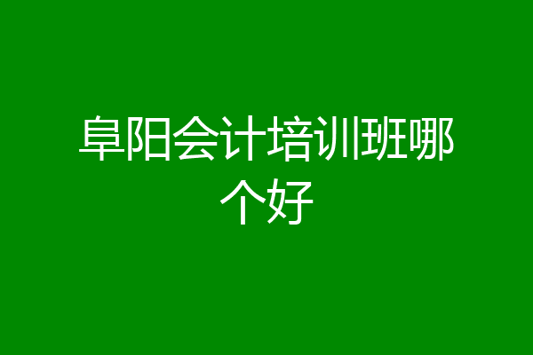 阜阳会计培训班哪个好