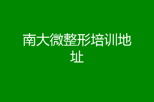 南大微整形培训地址