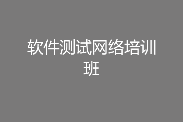 软件测试网络培训班
