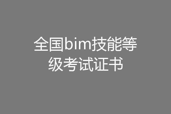 全国bim技能等级考试证书
