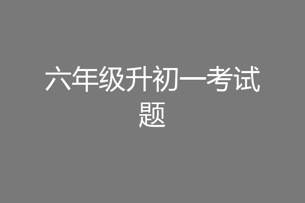 六年级升初一考试题