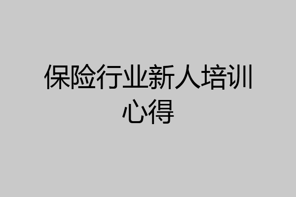 保险行业新人培训心得