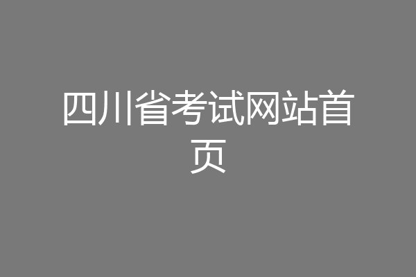 四川省考试网站首页