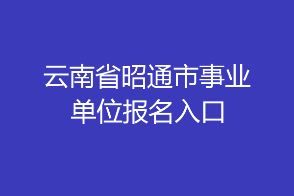 云南省昭通市事业单位报名入口