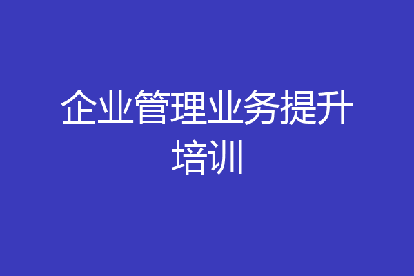 企业管理业务提升培训