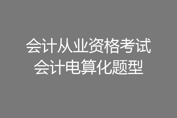 会计从业资格考试会计电算化题型