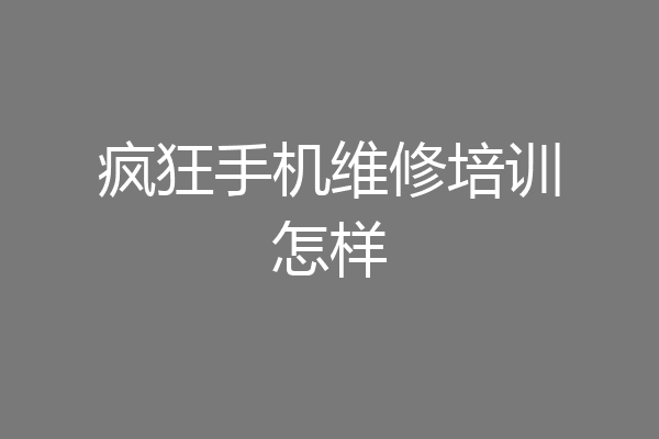 疯狂手机维修培训怎样