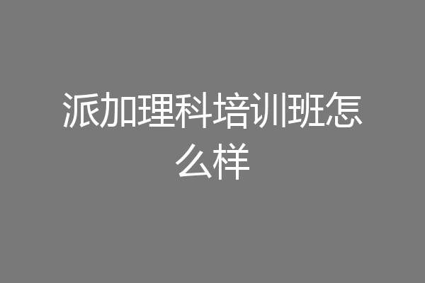 派加理科培训班怎么样