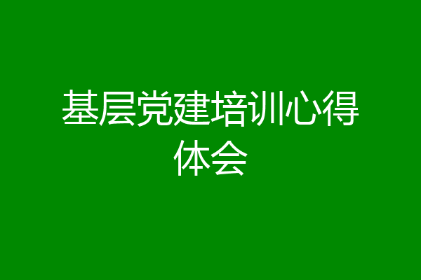 基层党建培训心得体会