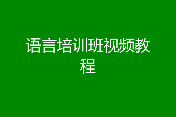 语言培训班视频教程