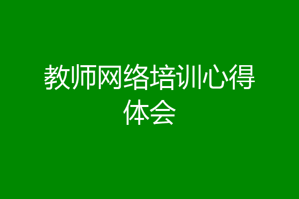教师网络培训心得体会