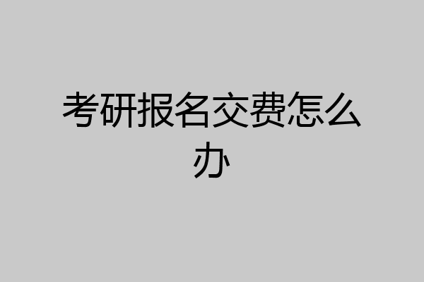 考研报名交费怎么办
