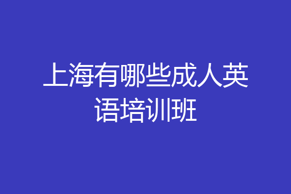 上海有哪些成人英语培训班