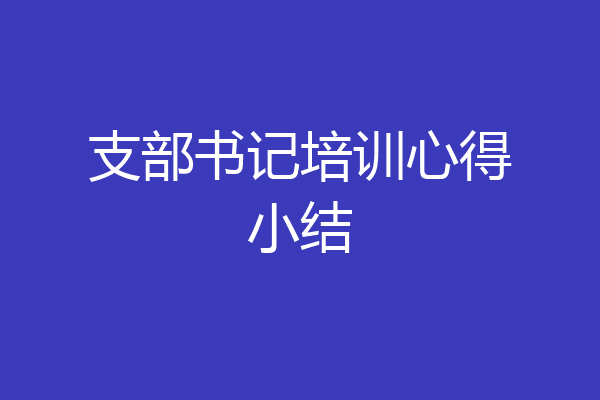 支部书记培训心得小结