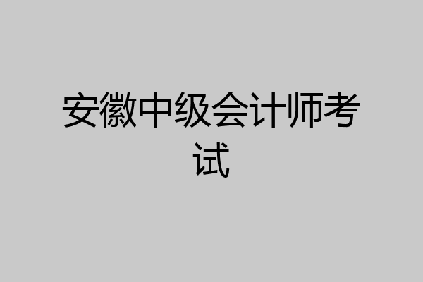 安徽中级会计师考试