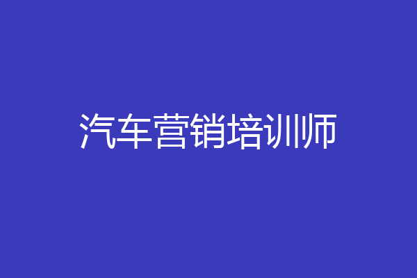 汽车营销培训师