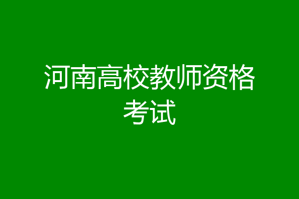 河南高校教师资格考试
