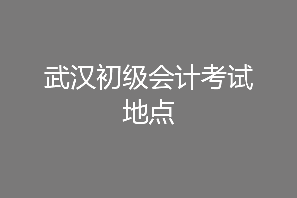 武汉初级会计考试地点