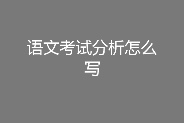 语文考试分析怎么写