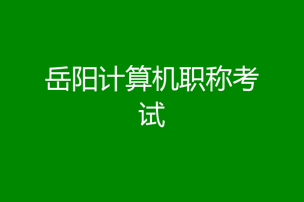 岳阳计算机职称考试