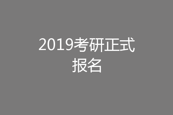 2019考研正式报名