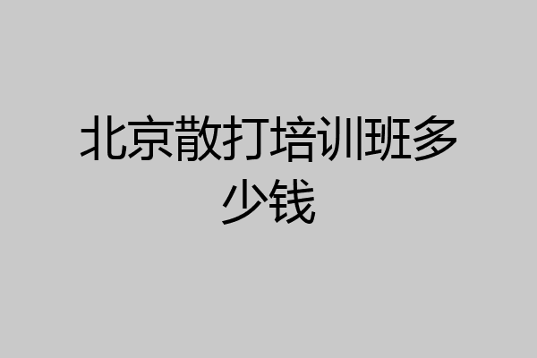 北京散打培训班多少钱