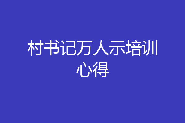 村书记万人示培训心得