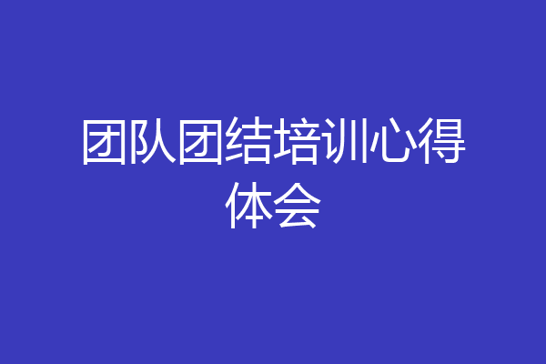 团队团结培训心得体会