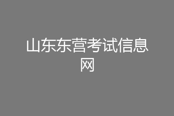 山东东营考试信息网