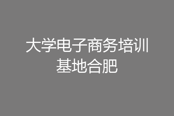 大学电子商务培训基地合肥