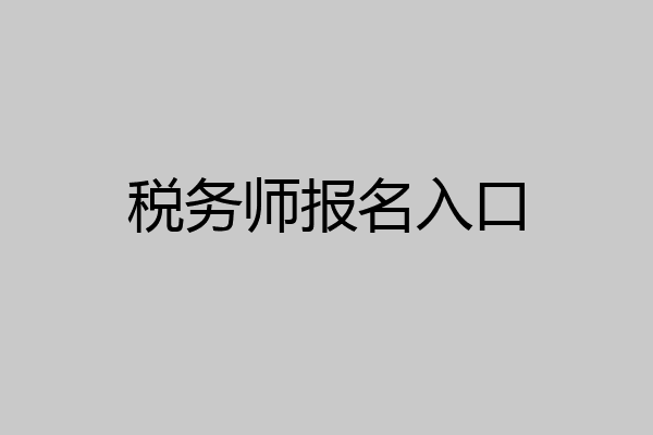 税务师报名入口