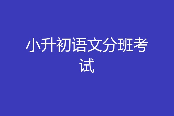 小升初语文分班考试