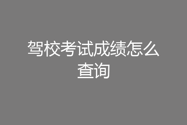 驾校考试成绩怎么查询