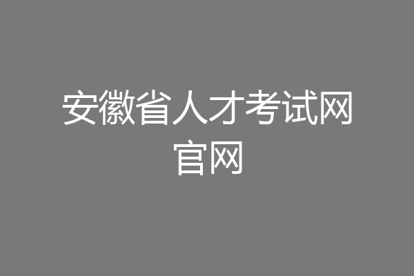 安徽省人才考试网官网