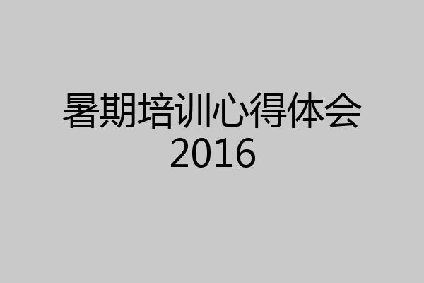 暑期培训心得体会2016