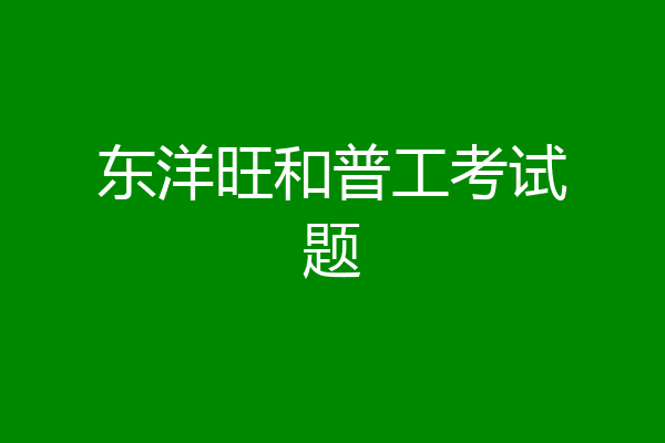 东洋旺和普工考试题