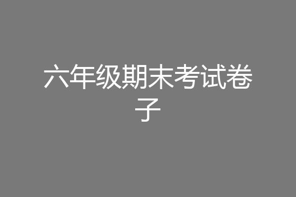 六年级期末考试卷子