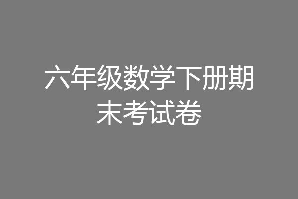 六年级数学下册期末考试卷