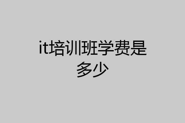 it培训班学费是多少