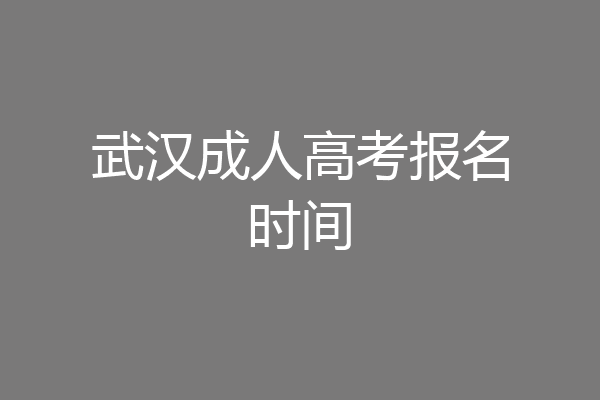武汉成人高考报名时间