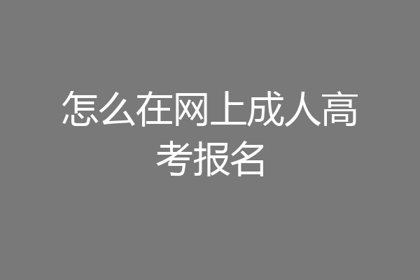 怎么在网上成人高考报名
