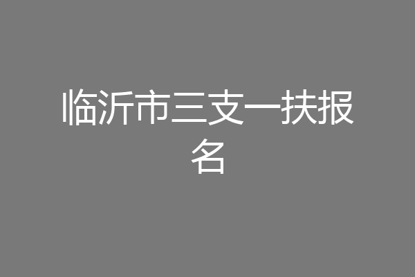 临沂市三支一扶报名