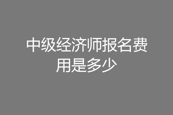 中级经济师报名费用是多少
