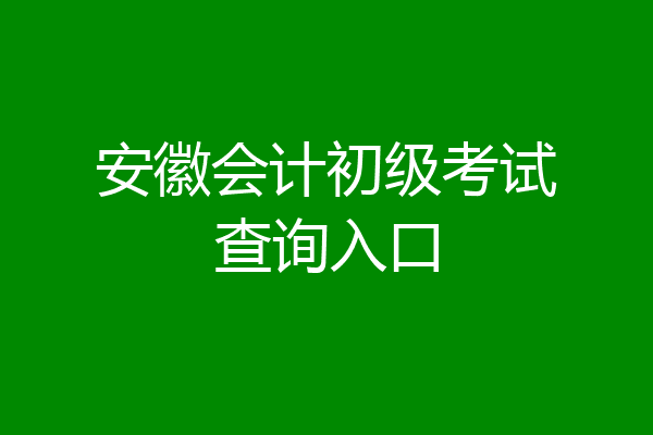 安徽会计初级考试查询入口