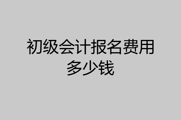 初级会计报名费用多少钱